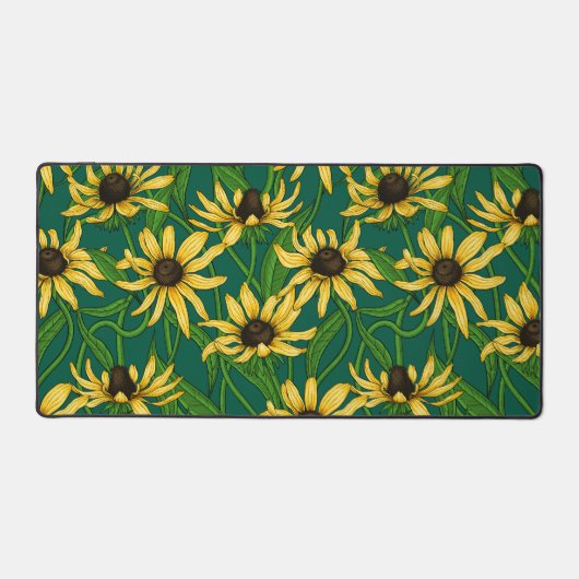 Gelbe Rudbekie auf dunkelgrün Schreibtischunterlage (Vorderseite)