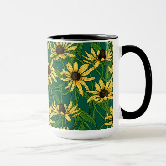 Gelbe Rudbekie auf dunkelgrün Tasse (Rechts)