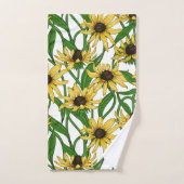 Gelbe Rudbekie auf Weiß Badhandtuch Set (Handtuch)