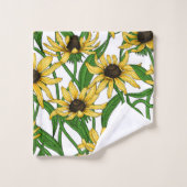 Gelbe Rudbekie auf Weiß Badhandtuch Set (Waschlappen)