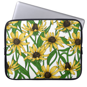 Gelbe Rudbekie auf Weiß Laptopschutzhülle