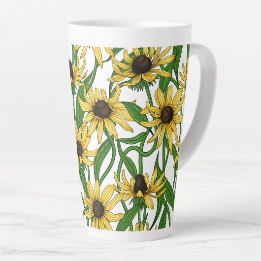 Gelbe Rudbekie auf Weiß Milchtasse (Rechte Ecke)