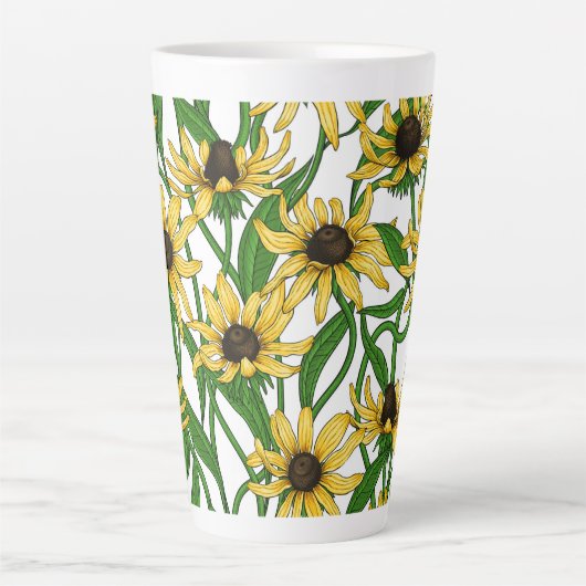 Gelbe Rudbekie auf Weiß Milchtasse (Vorderseite)