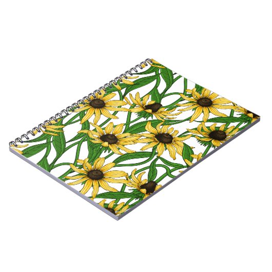 Gelbe Rudbekie auf Weiß Notizblock (Linke Seite)