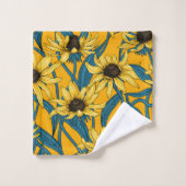 Gelbe Rudbekie Badhandtuch Set (Waschlappen)