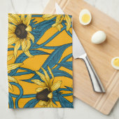 Gelbe Rudbekie Geschirrtuch (Viertel Falte)