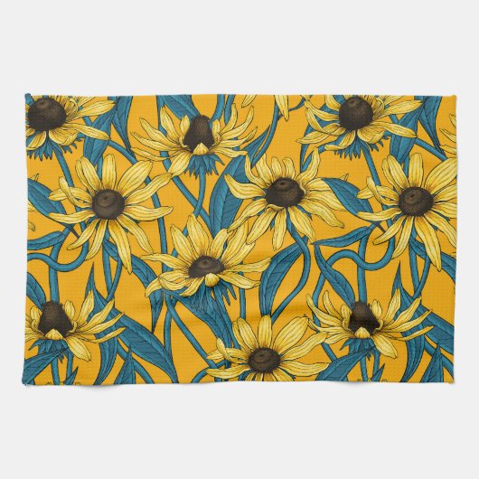 Gelbe Rudbekie Geschirrtuch (Horizontal)