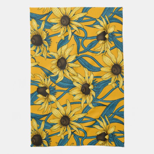Gelbe Rudbekie Geschirrtuch (Vertikal)