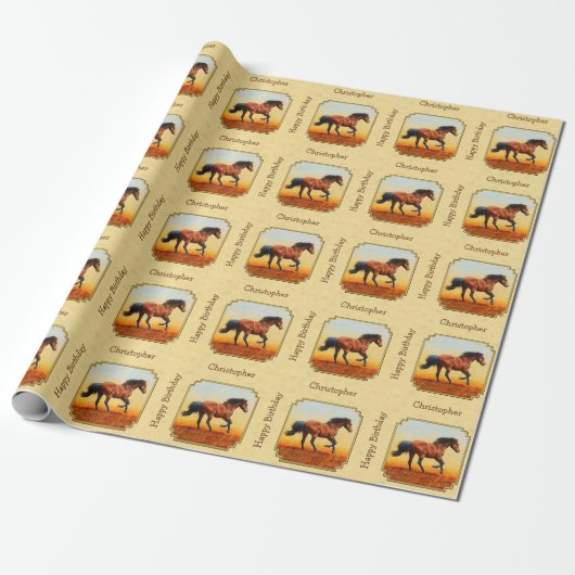 Gelbe Running Bay Horse Geschenkpapier (Ungerollt)