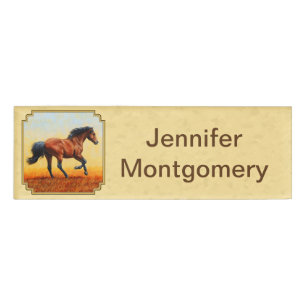 Gelbe Running Bay Horse Namenschild