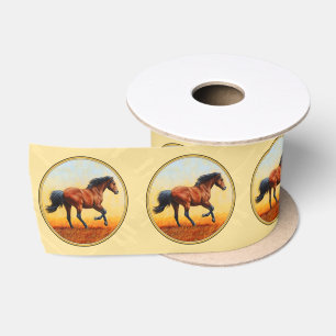 Gelbe Running Bay Horse Satinband