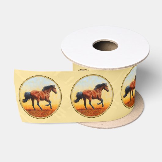 Gelbe Running Bay Horse Satinband (Spule)