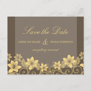 Gelbe Rustikale Blütenkarte Save the Date Postkart Ankündigungspostkarte