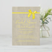 Gelbe Rustikale Burlap Bridal Dusche Einladungen (Stehend Vorderseite)