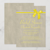 Gelbe Rustikale Burlap Bridal Dusche Einladungen (Vorne/Hinten)