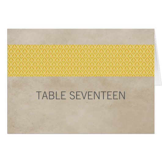 Gelbe Rustikale Damaskus-Tischnummer (Vorderseite (Horizontal))