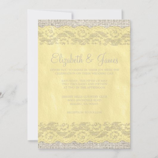 Gelbe Rustikale Hochzeit Einladungen (Vorderseite)