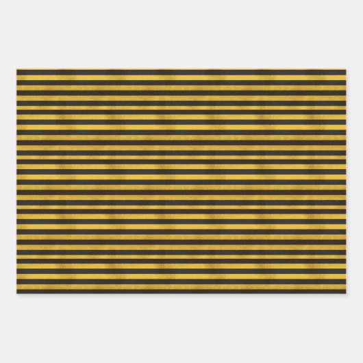 Gelbe Rustikale Hummeln-Punkte und -Streifen Geschenkpapier Set (Vorderseite 3)