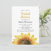 Gelbe rustikale Sonnenblume. Brautparty Einladung (Stehend Vorderseite)