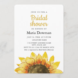 Gelbe rustikale Sonnenblume. Brautparty Einladung