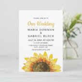 Gelbe Rustikale Sonnenblume. Country chic wedding  Einladung (Stehend Vorderseite)
