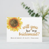 Gelbe Rustikale Sonnenblume. Werden Sie meine Brit Einladung (Stehend Vorderseite)