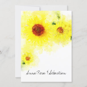 *~* Gelbe Rustikale Sonnenblumenlandschaft Hochzei Einladung