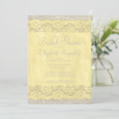 Gelbe Rustikale Spitzen-Bridal-Dusche Einladungen (Stehend Vorderseite)