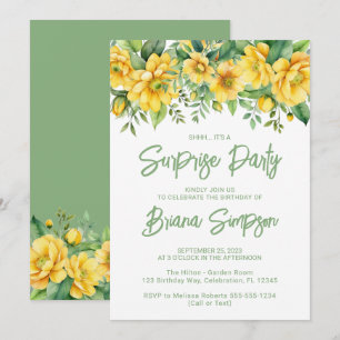 Gelbe Salbei-Grün-Blumen-Überraschungsparty Einladung