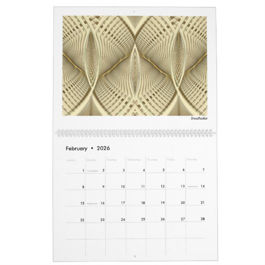 Gelbe Sammlung Abstrakte Fraktale 2026 Kalender (Feb 2026)