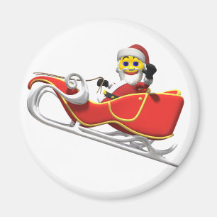 Gelbe Sankt in seinem WeihnachtsPferdeschlitten Magnet