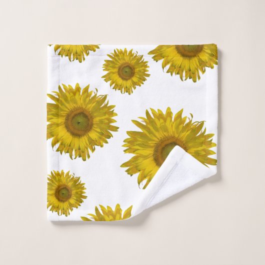 Gelbe Scatter-Sonnenblumen Badhandtuch Set (Waschlappen)