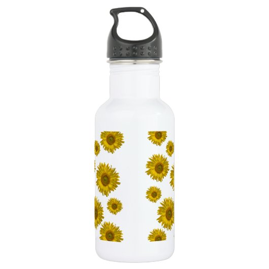 Gelbe Scatter-Sonnenblumen Edelstahlflasche (Rückseite)