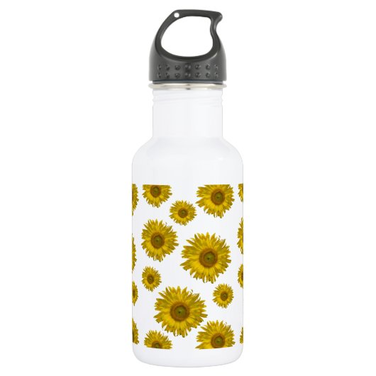 Gelbe Scatter-Sonnenblumen Edelstahlflasche (Vorderseite)