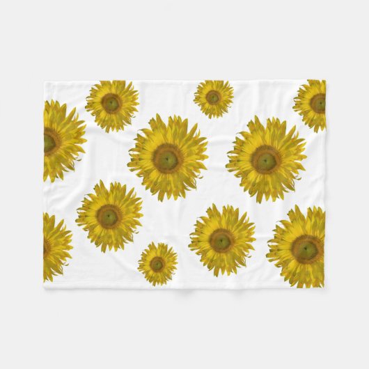 Gelbe Scatter-Sonnenblumen Fleecedecke (Vorderseite (Horizontal))