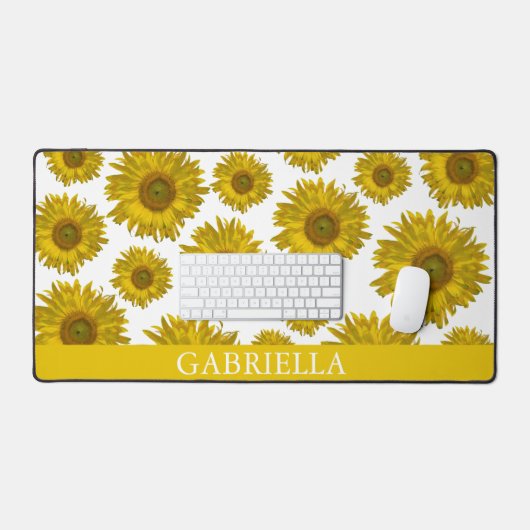 Gelbe Scatter-Sonnenblumen Schreibtischunterlage (Tastatur & Maus)