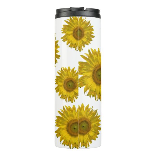 Gelbe Scatter-Sonnenblumen Thermosbecher (Rückseite)