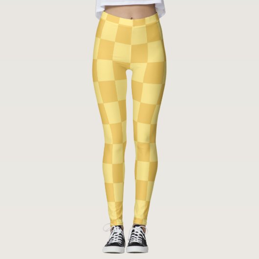Gelbe Schachbrettmuster Leggings (Vorderseite)
