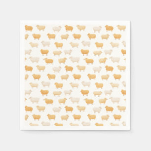 Gelbe Schaf Vintage-Band Baby Shower Serviette