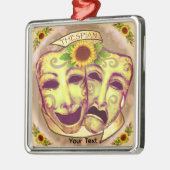 Gelbe Schauspielermasken Ornament Aus Metall (Links)