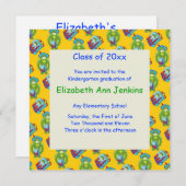 Gelbe Schildkröte-Abschluss-Mitteilung Einladung (Vorne/Hinten)