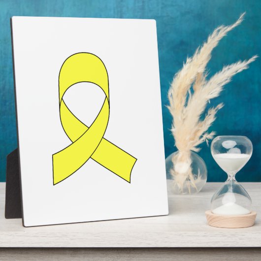 Gelbe Schleife Zeichnend Fotoplatte (Seite)