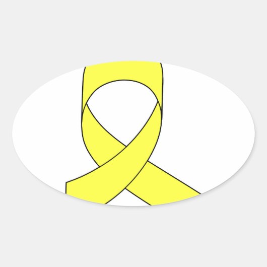 Gelbe Schleife Zeichnend Ovaler Aufkleber (Vorderseite)