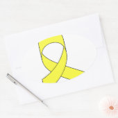 Gelbe Schleife Zeichnend Ovaler Aufkleber (Umschlag)