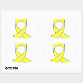 Gelbe Schleife Zeichnend Ovaler Aufkleber (Blatt)