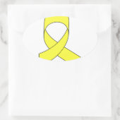 Gelbe Schleife Zeichnend Ovaler Aufkleber (Tasche)