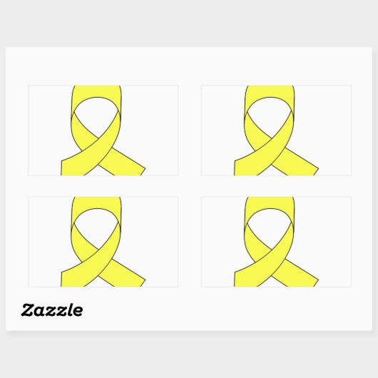 Gelbe Schleife Zeichnend Rechteckiger Aufkleber (Blatt)