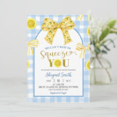 Gelbe Schleife Zitrone Baby Shower Einladung (Stehend Vorderseite)