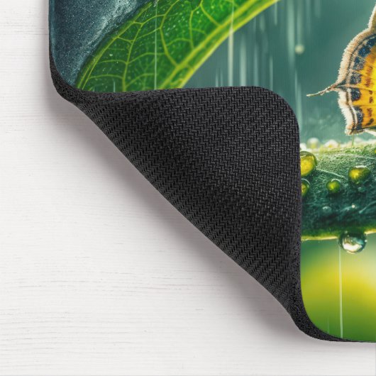 Gelbe Schmetterling in einer Regendusche Mousepad (Ecke)