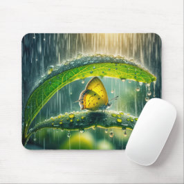 Gelbe Schmetterling in einer Regendusche Mousepad